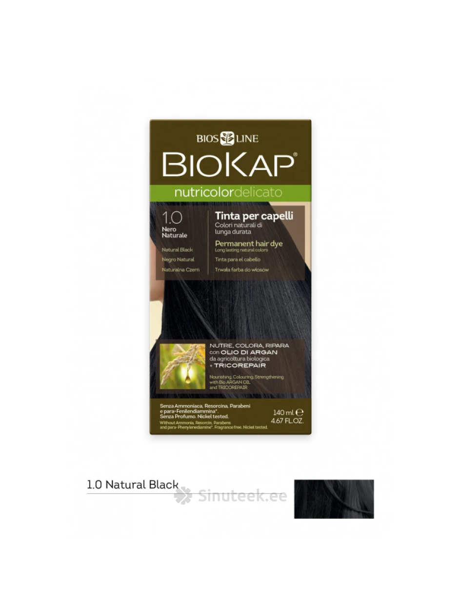 BioKap краска для волос Nutricolor Delicato 1.00 (natural black), 140 мл -  Sinuteek.ee